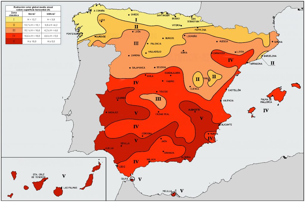 Mapa radiacion solar CTE